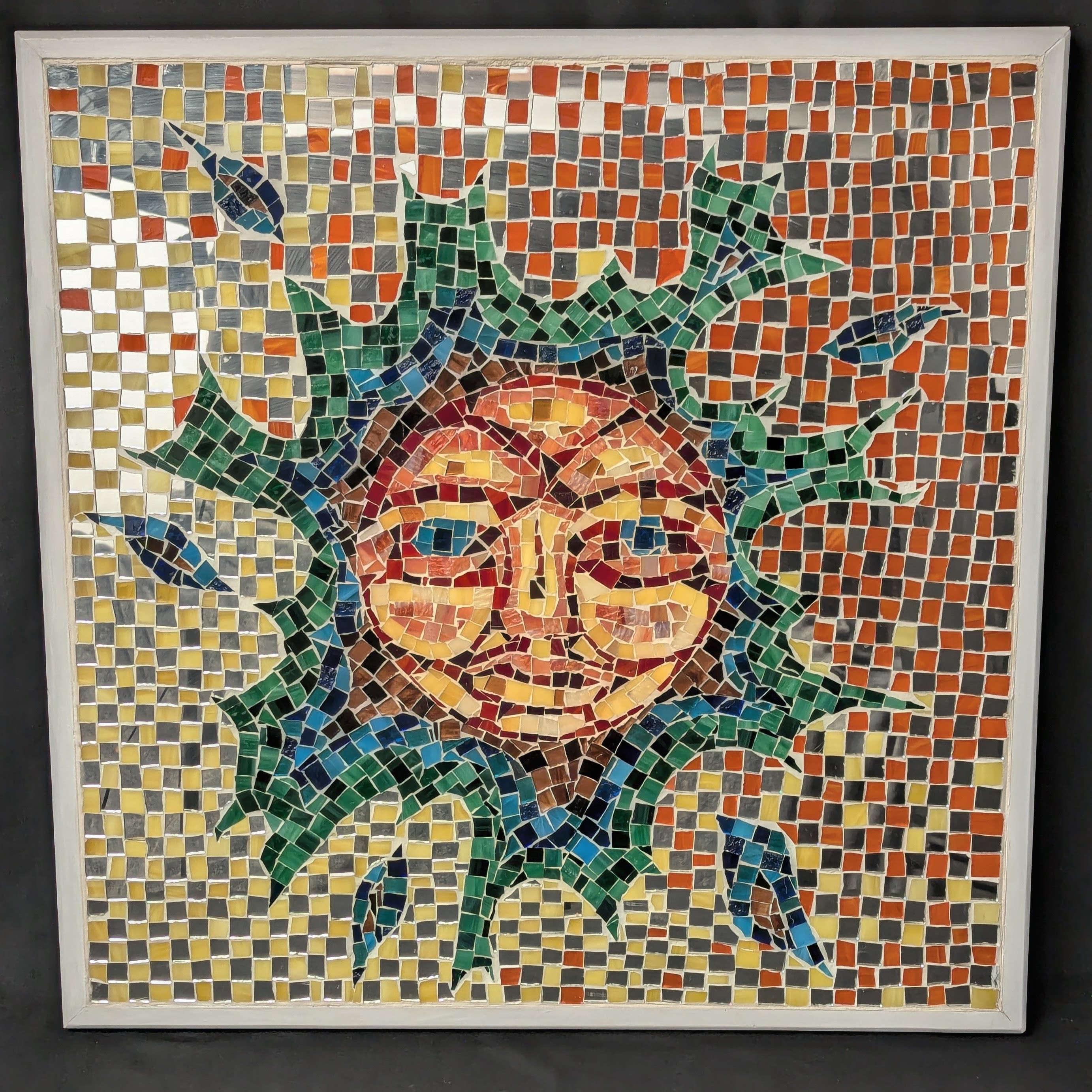 Handmade Mosaic Stained Glass Sun Wall Art, American made